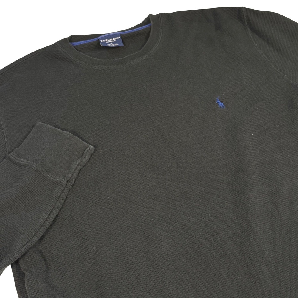 Polo Ralph Lauren Sleepwear XL Black Waffle‎ Knit Long Sleeve Shirt